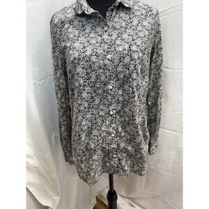 Gap Womens Designed And Crafted “ The Fitted Boyfriend” Black And White Foral Lg